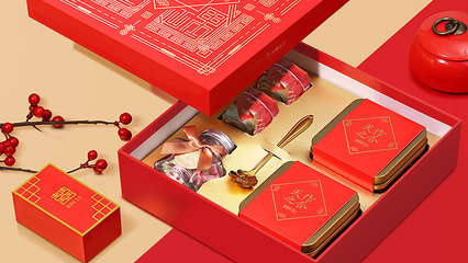 婚禮禮盒包裝設計平面設計喜禮中式伴手禮高端定制包裝