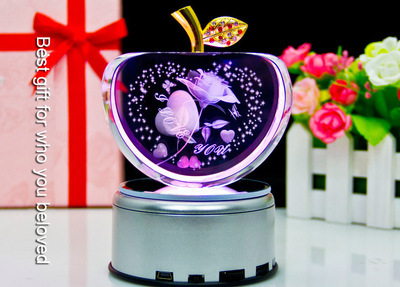 【水晶蘋果造型擺件 一生平安 平安夜禮品 k9料制作】價格,廠家,圖片,水晶工藝品,徐必錢(個體經營)-