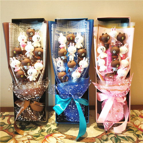 布朗熊卡通公仔娃娃玩偶花束禮盒女生生日禮物小熊黑科技產(chǎn)品禮物