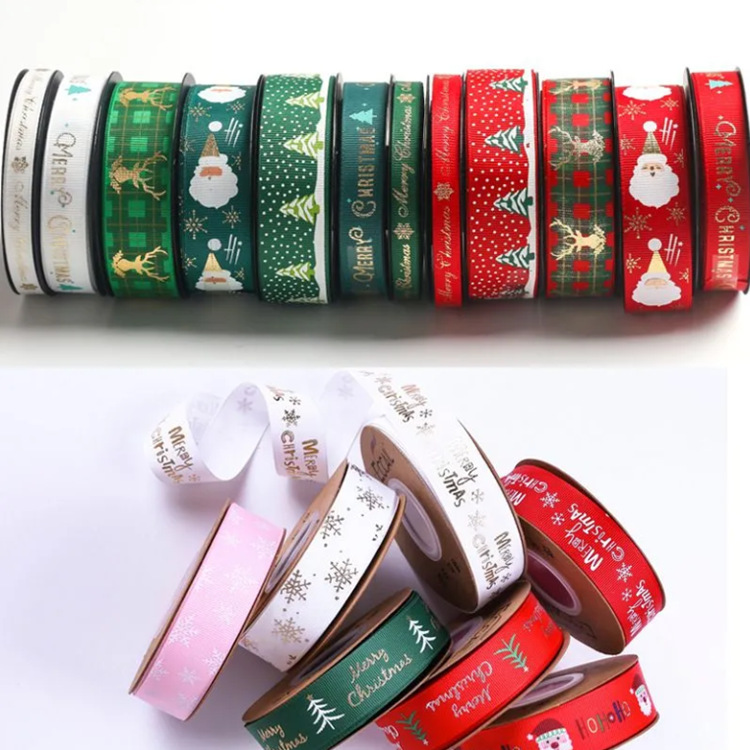 圣誕節織帶羅紋字母絲帶DIY手工蝴蝶結鮮花資材禮物包裝圣誕絲帶